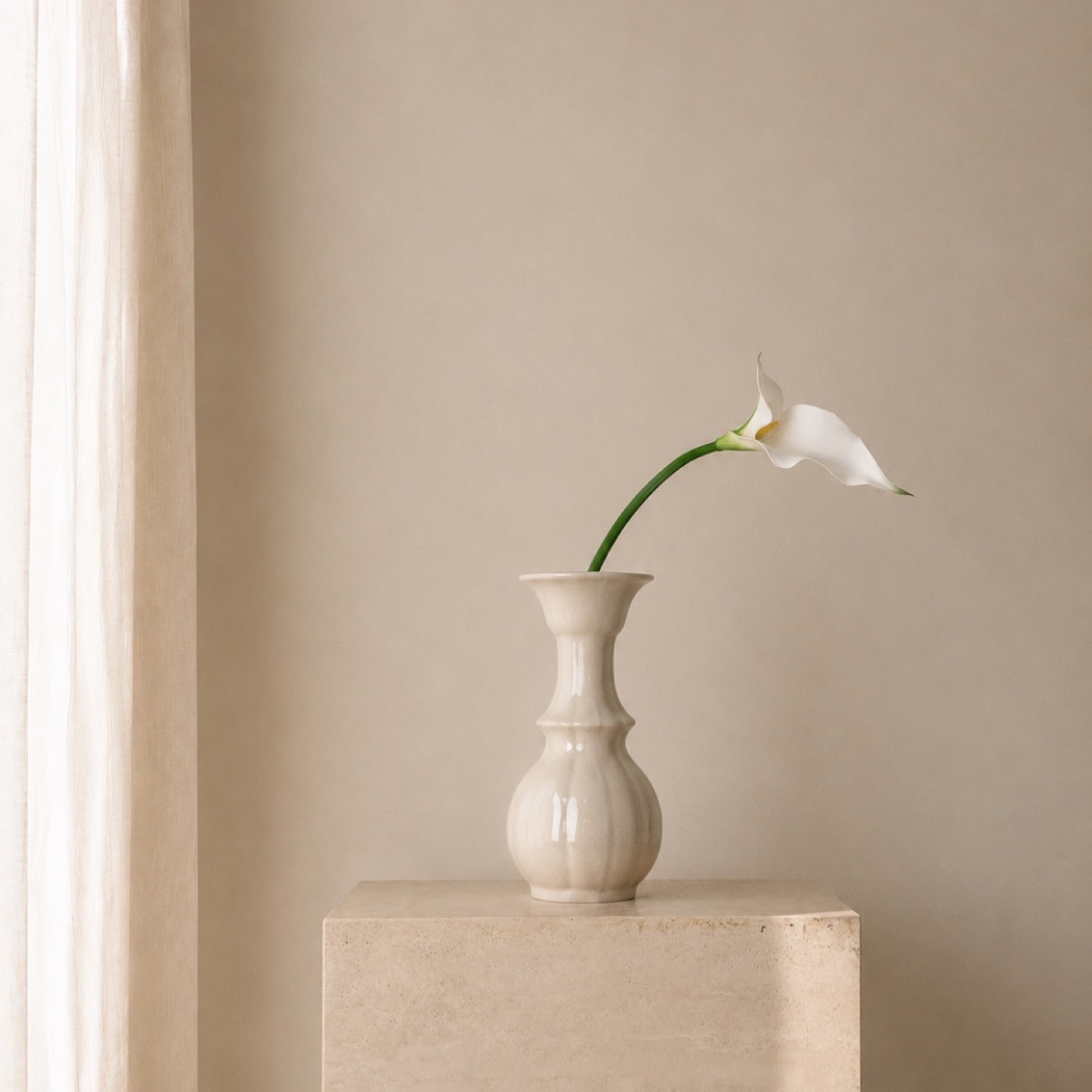 Real-Touch Calla Lily Stem, 2-Bloom (White)